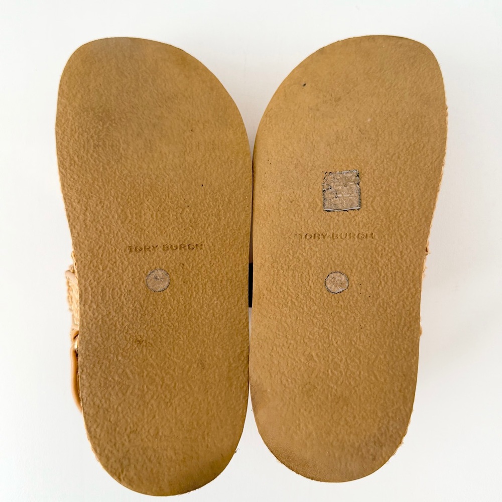 TORY BURCH || Kira Raffia Platform Sport Sandals Double T Logo Resort Summer 8.5 - Picture 11 of 13